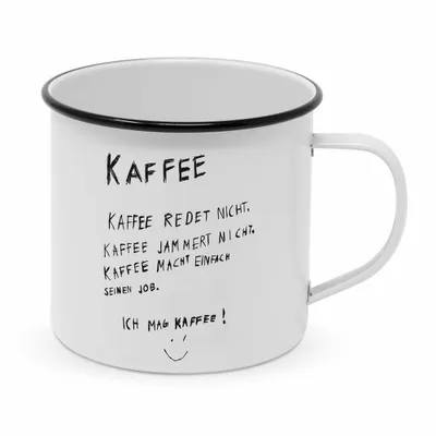 Produktbild von PPD Kaffee redet nicht Happy Metal Mug, Henkelbecher, Kaffeebecher, Becher, Tasse, Metall, 500 ml, 180000581