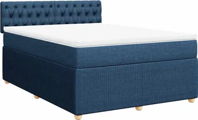 Produktbild von vidaXL Boxspringbett mit Matratze Blau 140x200 cm Stoff