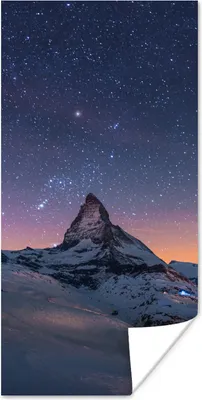 Produktbild von MuchoWow® Poster Alpen - Sternenhimmel - Schnee 60x120 cm - Wandschmuck