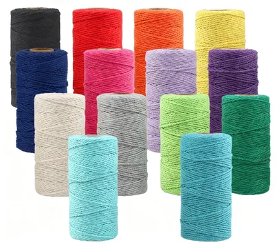 Image de Elzusha - 14 pelotes de fil de coton pour macramé, 2 mm x 100 mètres, idéales pour les travaux manuels