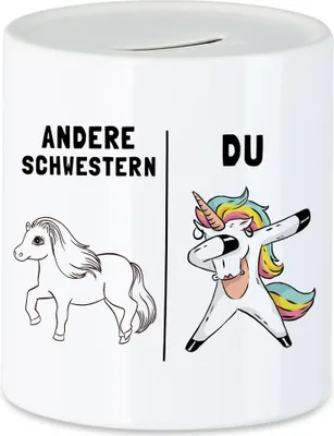 Produktbild von Andere Schwestern Du Spardose beste Schwester der Welt Einhorn Geschwister Lieblingsschwester