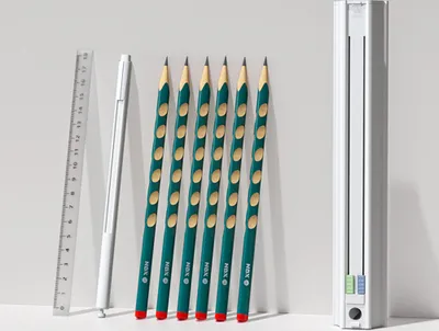Obrázek produktu pro Roztomilý box na tužky v šestiúhelníkovém designu se 6 tužkami, pravítkem, ořezávátkem a gumou, multifunkční úložný prostor pro studenty