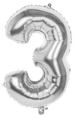 Produktbild von Boland Folienballon Zahl '3' Silber 86cm