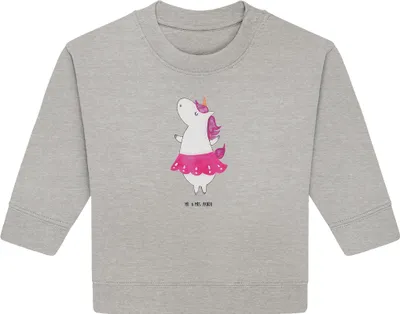 Produktbild von Mr. & Mrs. Panda Organic Baby Pullover Einhorn Ballerina 12. - 18. Monat - Heather Grey - Geschenk, Bullover, Unicorn, Geburtstag, Tanzen, Einhörner, Wohnung