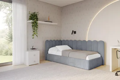 Produktbild von ALTDECOR Jugendbett mit Bettkasten ARTY - 100x200 - Grau - Casablanca 2314 - Bett mit Matratze - Rechts angeordnet - Einzelbett mit Stauraum - Polsterbett Kinderbett