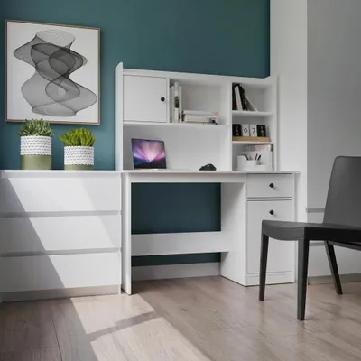 Productafbeelding van Bureau CHESTER met bijzetstuk, eikenhout Artisan, 1 lade, kastje, planken, geschikt voor de woonkamer