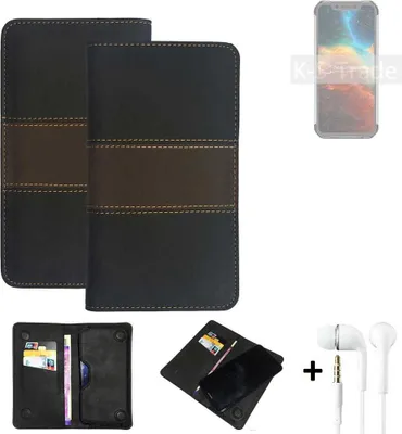 Produktbild von K-S-Trade Handyhülle + Kopfhörer kompatibel mit Blackview BV9600 Schutzhülle Walletcase Bookstyle Tasche Schutz Case Hülle Wallet Cover Kunstleder
