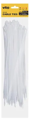 Productafbeelding van VITO Kabelbinder 7.0x350mm - Wit - 25 stuks in blisterverpakking - Kunststof Kabelklem voor zware toepassingen - Kabelbinder - Tieraps