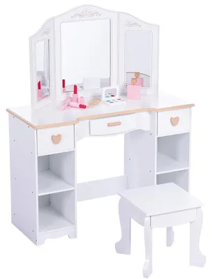 Immagine prodotto di GarveeHome, set 2 in 1 per tavolino da trucco per bambini, tavolino da trucco per bambini con specchio