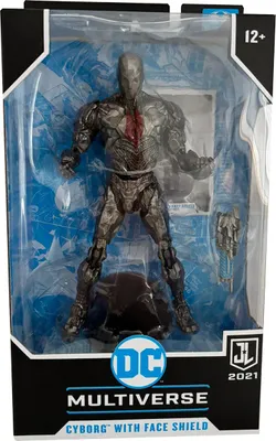Produktbild von DC Multiverse, Cyborg With Face Shield Justice League, Actionfigur mit beweglichen Gelenken, Sammelkarte und Zubehör, McFarlane