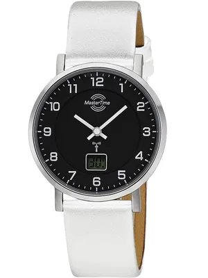 Image de Master Time MTLS-10813-22L Montre radiopilotée pour femme avec bracelet en cuir blanc