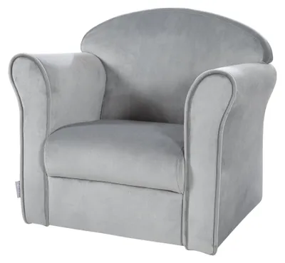 Obrázok produktu pre Detské kreslo "Lil Sofa" s opierkami, pohodlné mini-kreslo potiahnuté striebornošedým zamatovým materiálom