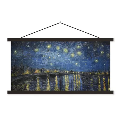 Produktbild von MuchoWow® Textilposter Sternennacht über dem Orsay Paris - Vincent Van Gogh 90x45 cm mit schwarzem Rahmen - Klemmleisten