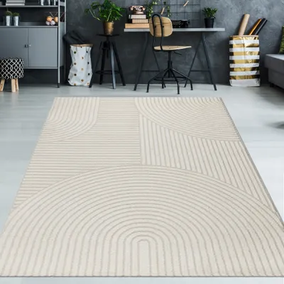Immagine prodotto di Tappeto a pelo corto con motivo a fiocco in color crema dimensioni - 80 x 300 cm