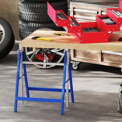 Produktbild von YZNAHRE Gerüstbock 2 Stück Arbeitsbock 80-130cm Höhenverstellbar Stützbock Metall Gestelle Teleskop Gerüste bis 200 kg