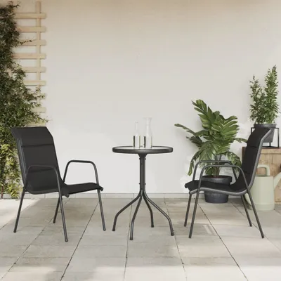 Zdjęcie produktu dla Maison Exclusive – 3-częściowy zestaw ogrodowy do jadalni, czarna stal