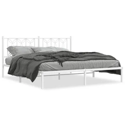 Produktbild von vidaXL Bettgestell mit Kopfteil Metall Weiß 183x213 cm