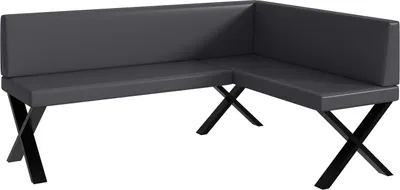 Produktbild von MEBLINI Eckbank für Esszimmer - Küchenbank - Essecke - Sitzecke Küche - TONI - X-Beine 128x168x87cm Rechts - Grau Kunstleder