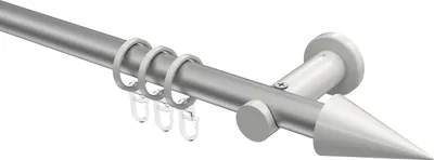 Produktbild von Interdeco Gardinenstange / Vorhangstange Silbergrau / Weiß, Typ Platon Savio (Kegel), 20 mm Ø 1-läufig, 480 cm