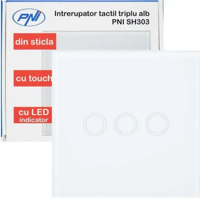 Immagine prodotto di Pni Sh303 Interruttore tattile intelligente triplo bianco bianco taglia unica