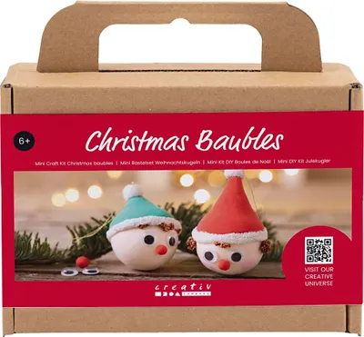 Produktbild von Creativ Company Mini-Hobby-Set Weihnachtskugeln, rote und grüne Zwerge, 1 Box
