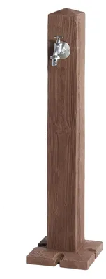 Productafbeelding van Waterzuil Houtlook - Waterdispenser Tuin - Duurzaam Water Gebruiken - Inclusief Kraan - 101.6 cm - Donkerbruin