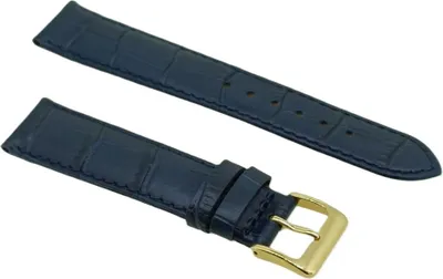 Produktbild von Eulit Guinea Uhrenarmband | Kalbsleder, blau in Kroko-Optik 30055, Stegbreite:22mm, Schließe:Gelbgolden