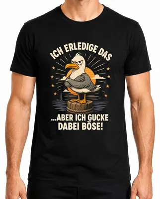 Imagen del producto de Camiseta negra para hombre, talla 3XL, con el estampado "Ich erledige das aber ich gucke dabei böse" (que se traduce como "Yo lo hago, pero lo hago con mala cara"), con un toque de sarcasmo