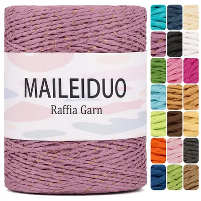 Image de Fil de raphia - 2 mm x 300 m - Idéal pour le crochet, les travaux manuels et les projets de bricolage - Naturel