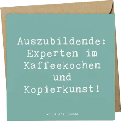 Produktbild von Mr. & Mrs. Panda Deluxe Karte Spruch Auszubildende Kaffeekünstler - Meeresbrise - Geschenk, personalisierte Geschenke, Berufstraining, handgefertigte, anlasskarte, Beruf