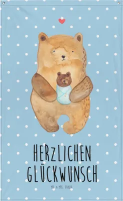 Produktbild von Mr. & Mrs. Panda Gobelin Bär Baby - Blau Pastell - Geschenk, Wandteppich, Geburtstag, Nichte, Taufe, Tapestry, Hängedeko, Eltern, Teddy, Mutter, Tapisserie, Wandbild