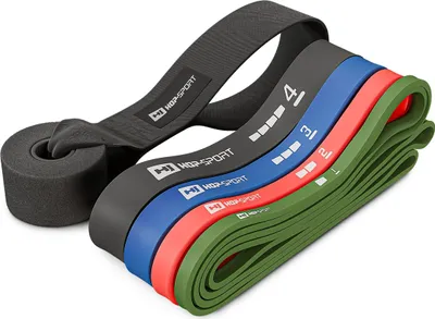 Obrázek produktu pro Sada odporových pásů Hop-Sport 2-40 kg, odporové pásy s kotvou na dveře, 4 odporové pásy z gumy odolné proti roztržení, silový trénink a fitness