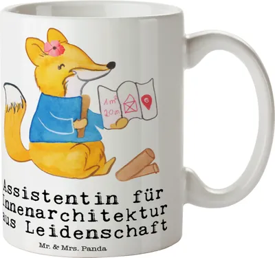 Produktbild von Mr. & Mrs. Panda Kaffeetasse Assistentin für Innenarchitektur Leidenschaft - Weiß - Geschenk, Teetasse, Tasse, design, Motivtasse, kakaobecher
