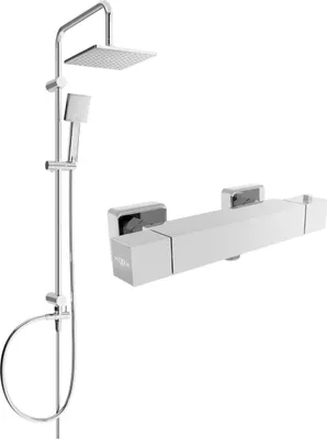 Immagine prodotto di Mexen Tord set doccia esterno con soffione e rubinetto doccia termostatico Cube, cromo - 77200200-00