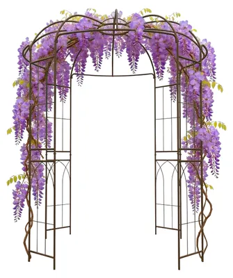 Immagine prodotto di Relaxdays Padiglione a forma di rosa in metallo, L x P x A: 275 x 211 x 211 cm, supporto per piante rampicanti, giardino, padiglione rampicante calpestabile, bronzo