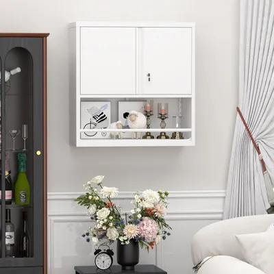 Image de Armoire en acier - noire - 2 portes avec étagères réglables - verrouillable