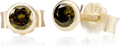 Produktbild von Paar 4,0mm 585 Gelb Gold 14 Karat Ohrstecker Zirkon Peridot Butterfly Verschluss