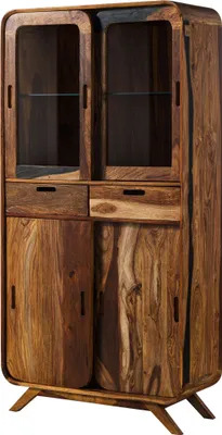 Immagine prodotto di MASSIVMOEBEL24 | MAILAND #215 Vetrina in legno di sheesham - laccato / marrone scuro 90x40x180