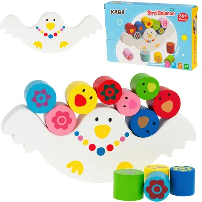 Produktbild von Montessori Spiel aus Holz farbenfroh Balancier und Geschicklichkeitstraining