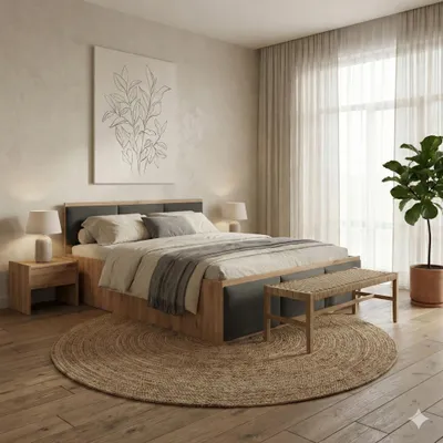 Produktbild von Komvortowy | Polsterbett 140x200 Cm | EICHE CRAFT GOLD | Doppelbett Mit Metall-Lattenrost & Gasdruckfeder | GRAPHIT POLSTERPANEEL | Großem Bettkasten & Stauraum | Hochklappbar Nach Oben