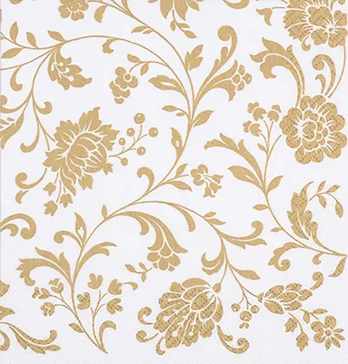 Produktbild von Servietten Papier 33x33cm 3-lagig Arabeske 20 Stück Weiß / Gold