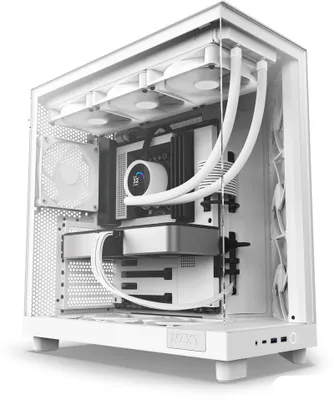 Zdjęcie produktu dla NZXT H6 Flow, Midi Tower, PC, Biały, ATX, micro ATX, Mini-ITX, Stal, Szkło hartowane, 16,3 cm