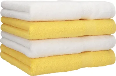 Produktbild von Betz 4 Stück Handtücher 50x100 cm PREMIUM  100% Baumwolle  Farbe: weiß und gelb