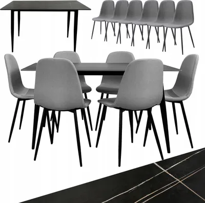 Zdjęcie produktu dla Zestaw Mebli Kuchni Salonu Stół Markinia Gold 140X80 +6X Krzesła Monica Mix