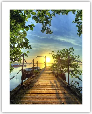 Produktbild von Poster - Poster ohne Rahmen - See Sonnenuntergang Boot Landschaft - 40x50 cm - Wand Bild - Wanddeko - Wandbilder - Kunstposter - Wandposter - Bilder - Kunstdruck - Wandbild - P2XPA40x50-2573