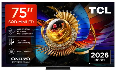 Produktbild von TCL Q7 75Q7D Pro, 190,5 cm (75"), 3840 x 2160 Pixel, 4K Ultra HD, SQD-Mini LED, Smart-TV, WLAN