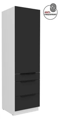 Produktbild von Küchen Hochschrank 60 cm Küche ARIA Schwarz ultra matt + Weiss matt, hochwertige Fronten mit Anti Fingerprint Beschichtung, Soft-Close Küchenzeile Küchenblock