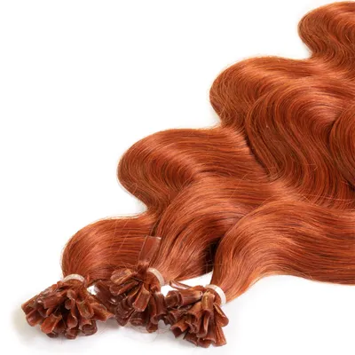 Immagine prodotto di hair2heart Premium Extension capelli umani ondulati - 25 ciocche 0,8g 40cm 8/43 biondo chiaro rosso-oro