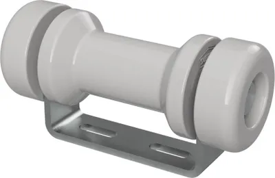 Produktbild von Polyurethan Kielrolle mit Halter inkl. Endkappen Bootstrailer Sliphilfe Spulenform verzinkt SUPROD, 125 mm (+ EC), grau