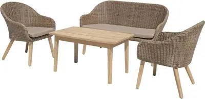 Produktbild von Garden Pleasure Sitzgruppe Pueblo, natur Kunststoff, Holz, 4-teilig